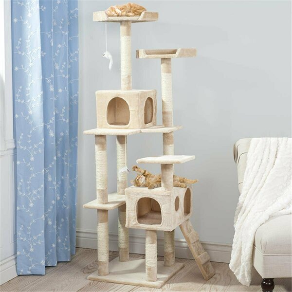 Daretocare 5.5 ft. Skyscraper Sleep & Play Cat Tree - Beige DA3236311